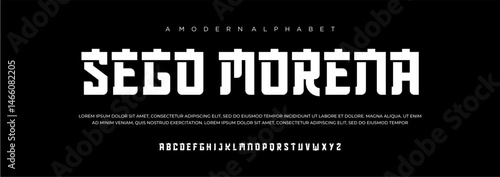 Japanese modern alphabet font, japan asian fonts style latin design