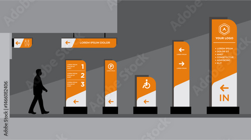 Signage totem Exterior and interior template set corporate identity