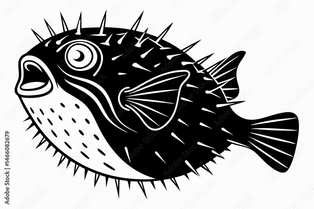 Fototapeta premium pufferfish sihouette black vector