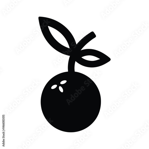 blueberries vector silhouette icon, black and white illustration of food.