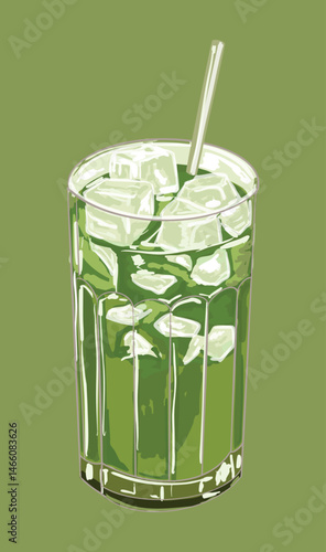Iced Matcha Latte Illustration