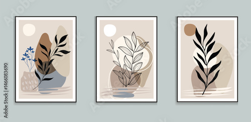 Abstract Botanical Wall Art Prints vector