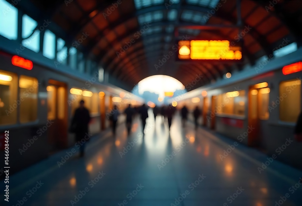 Fototapeta premium Generative AI evokes the blurred motion of a bustling train station platform