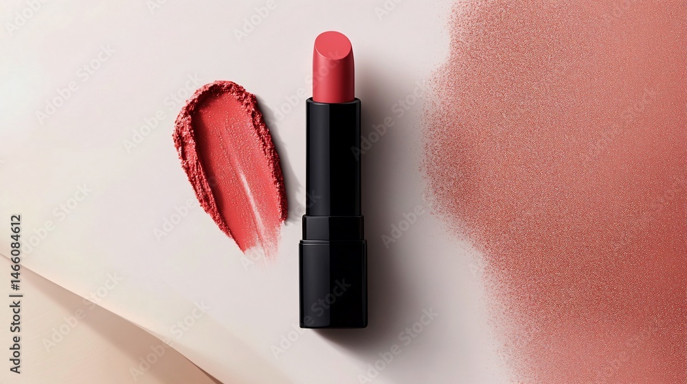 Obraz premium A coral lipstick and its smudge