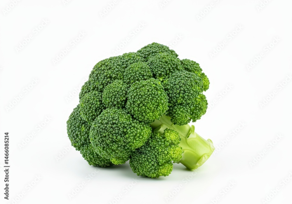 Fresh broccoli floret on a white background ready to be cooked Fresh broccoli floret on a white background ready to be cooked