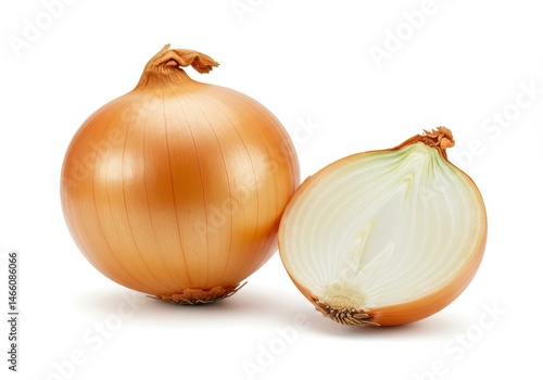 Wallpaper Mural Whole and halved yellow onion with papery skin on a white background Torontodigital.ca