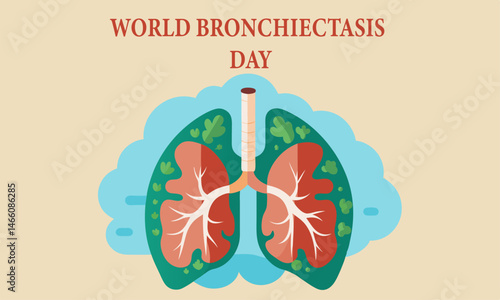 World Bronchiectasis Day Vector | Lungs Inflamed with Mucus Illustration"