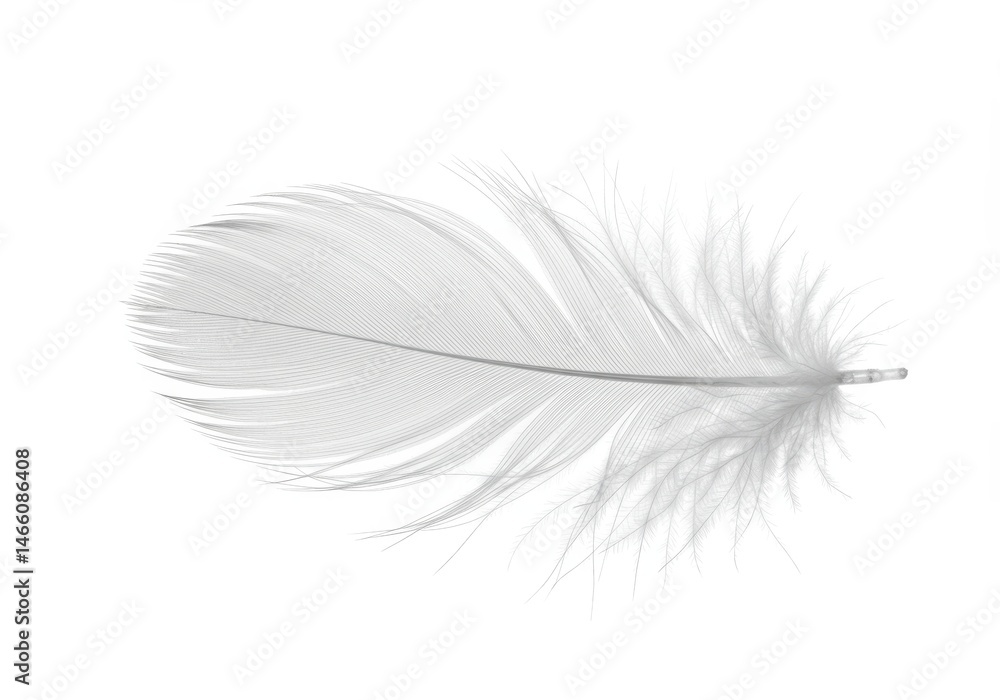 Fototapeta premium Delicate white feather isolated against a clean white background