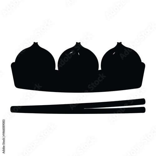 dim sum vector silhouette icon, black and white illustration of food.