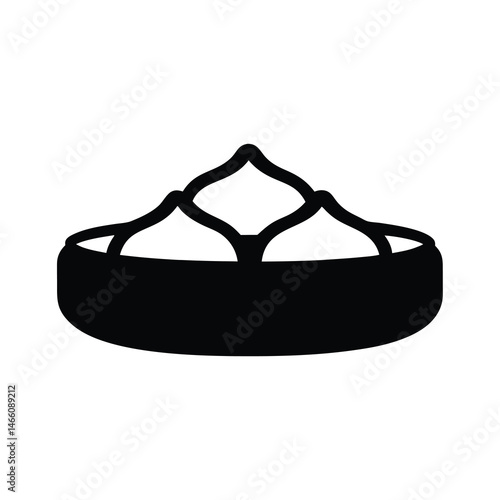 dim sum vector silhouette icon, black and white illustration of food.