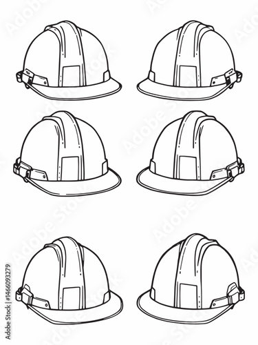A yellow hard hat line art drawing style.eps
