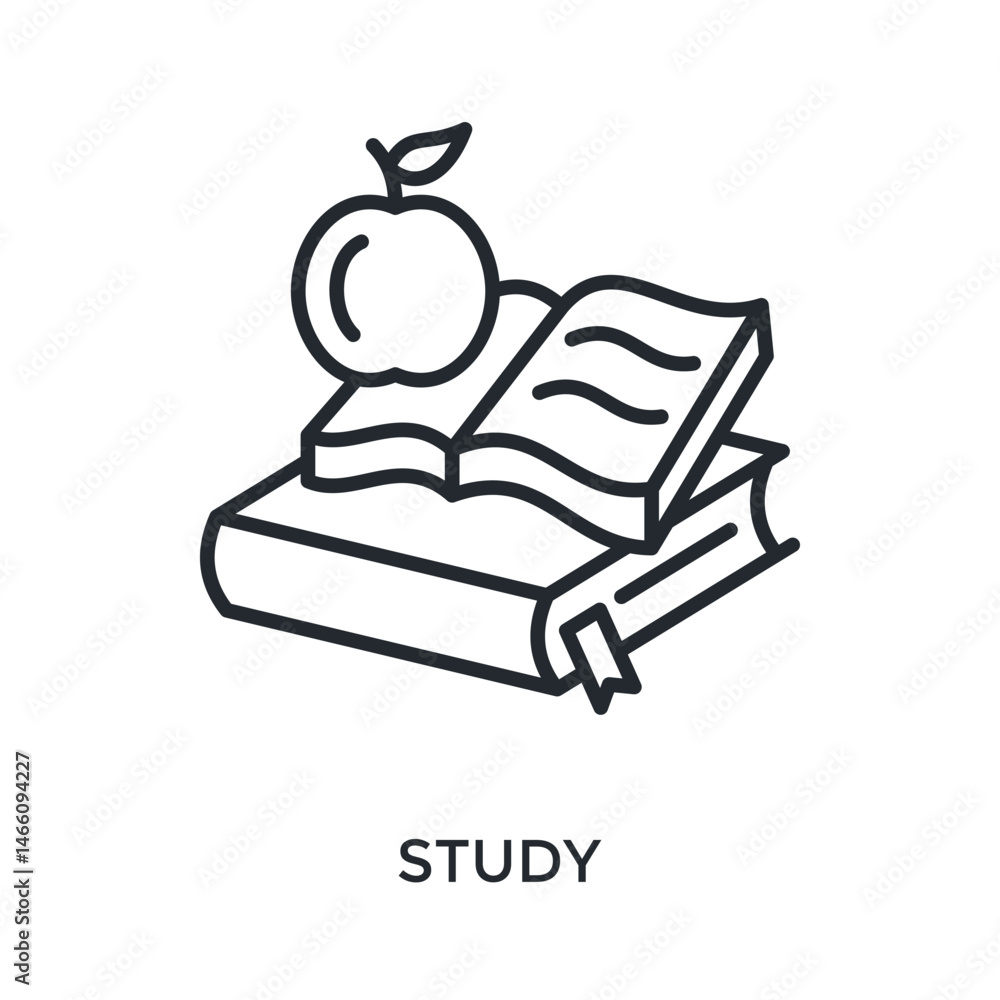 Study Icon Outline Style. Vector Illustration For Graphic Design Study Icon Outline Style. Vector Illustration For Graphic Design