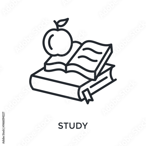 Study Icon Outline Style. Vector Illustration For Graphic Design