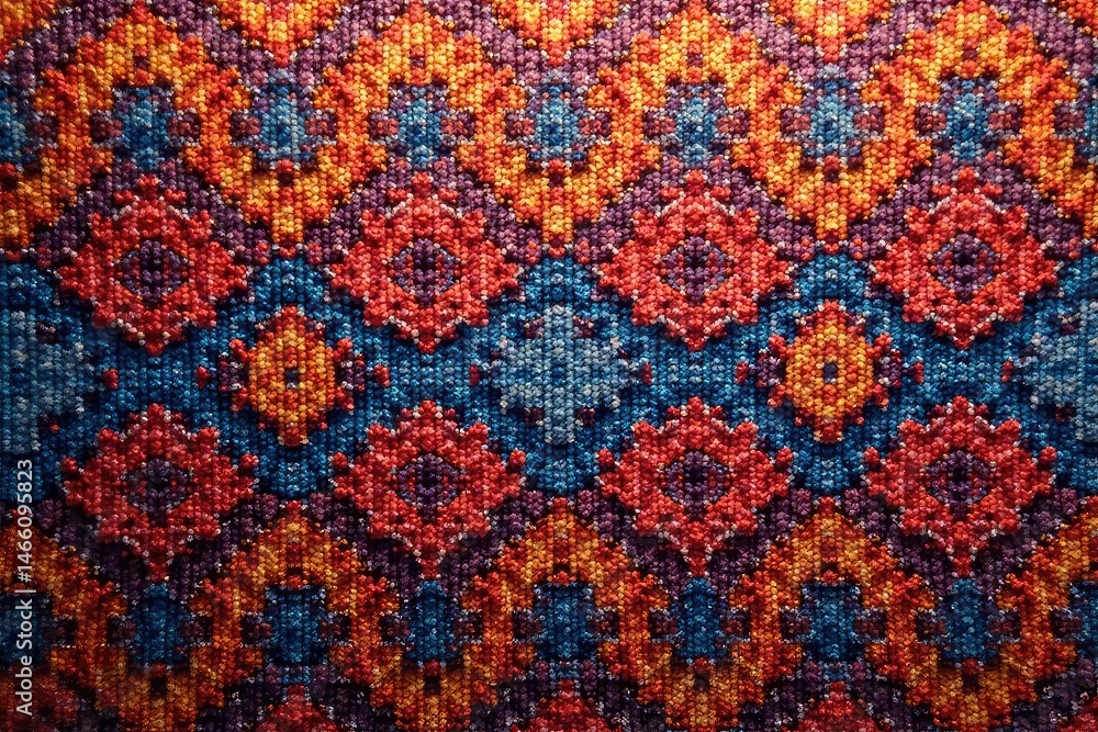 Intricate woven textile, repeating geometric design, design, texture pattern Intricate woven textile, repeating geometric design, design, texture pattern