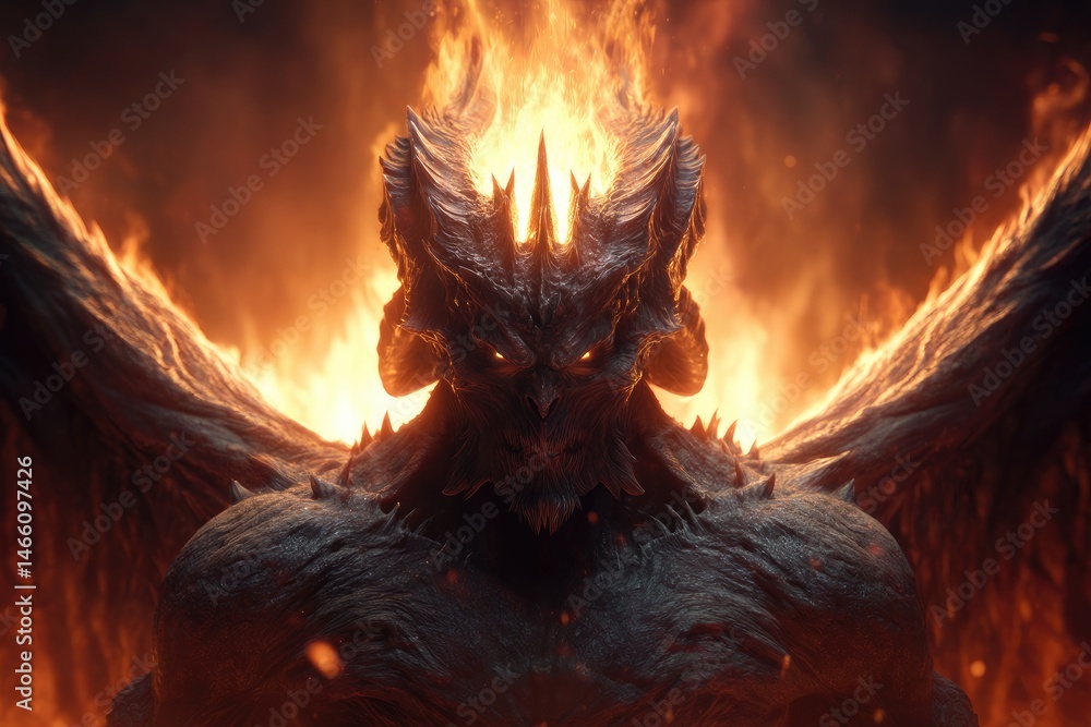Fiery demon creature engulfed in intense flames.
