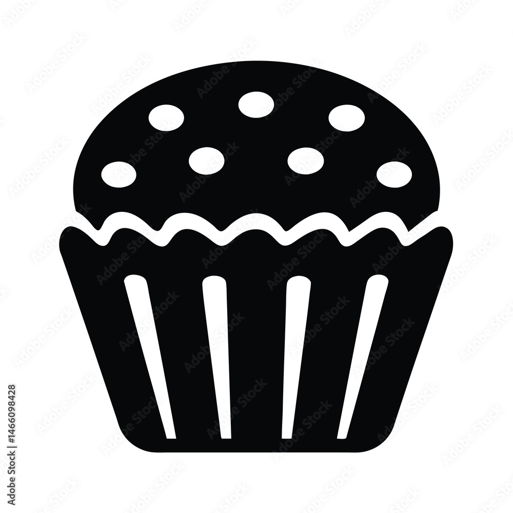 muffin vector silhouette icon, black and white illustration of food. muffin vector silhouette icon, black and white illustration of food.