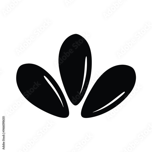 mussels vector silhouette icon, black and white illustration of food.