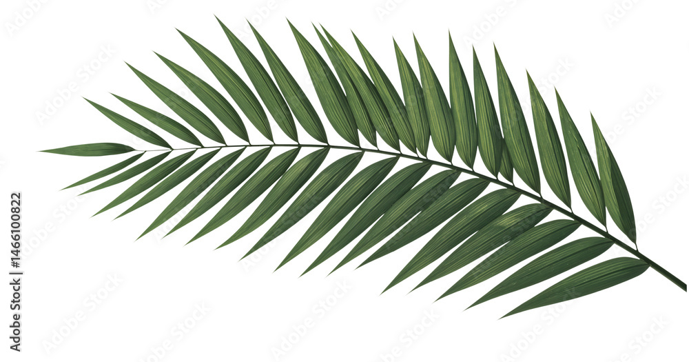 Vibrant Green Palm Leaf on White Background Vibrant Green Palm Leaf on White Background
