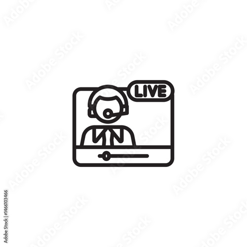 A screen displaying a person with a headset and a "LIVE" label, indicating a live online support session, webinar, or customer service interaction.