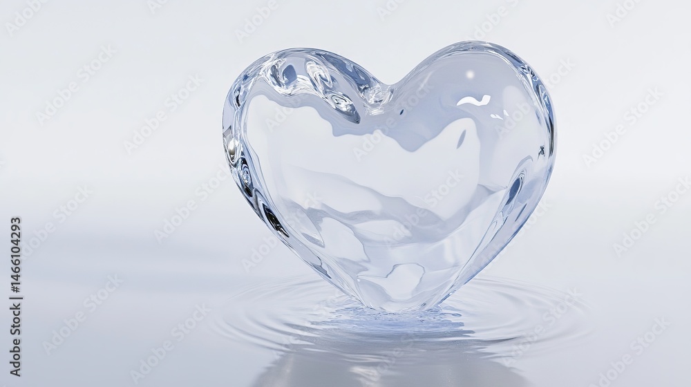 Beautiful Heart-Shaped Transparent Liquid Gel, Filled with a White Background. Aesthetic and Delicate Design Element Beautiful Heart-Shaped Transparent Liquid Gel, Filled with a White Background. Aesthetic and Delicate Design Element