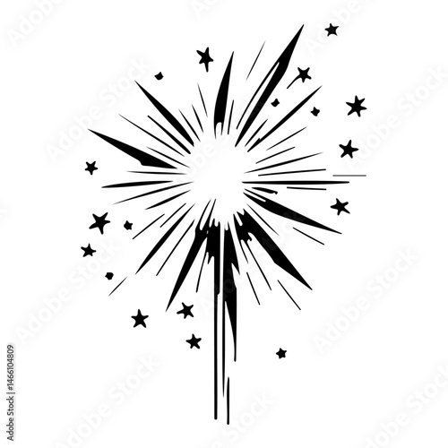 Energetic burst illustration radiating stars graphical design on white backdrop