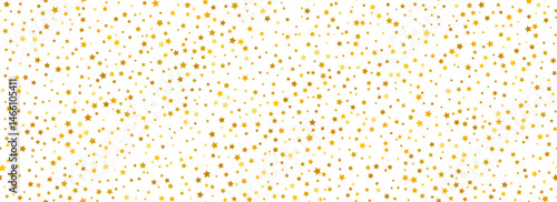 Gold star confetti seamless pattern. Golden glitter sparkle repeated background. Yellow sparks repeated wallpaper. Vector celebration Christmas, New Year, wedding or birthday party decoration backdrop