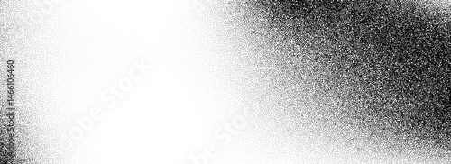 Stippled grain gradient texture background. Black dotted noisy gradation wallpaper. Rough grungy sand dot backdrop. Vector gritty distressed speckle and grit particle overlay for poster, flyer, banner