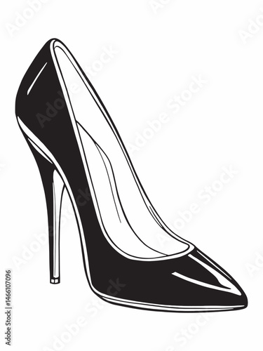 black high heel shoes line art minimalist design.eps