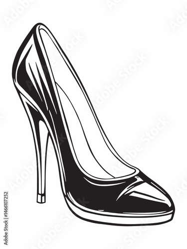 black high heel shoes line art simple style.eps