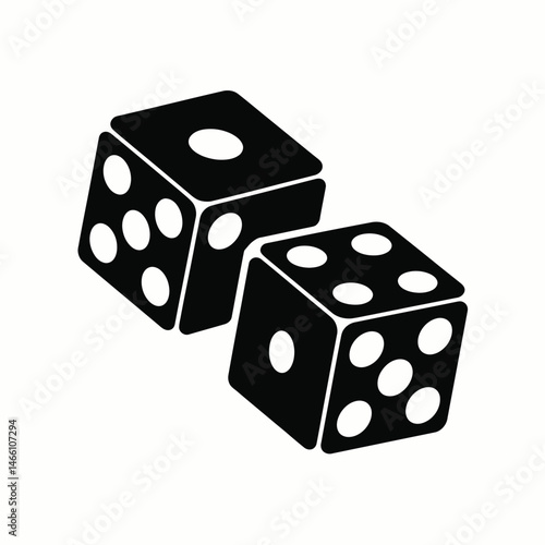 Two Black Dice Icon Graphic Design Element