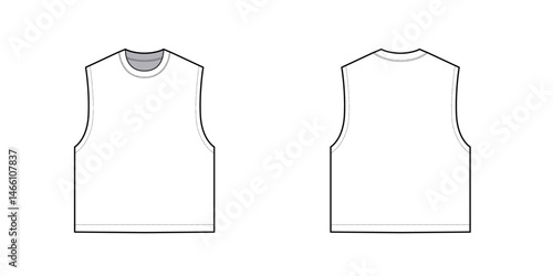 Tank Top Flat Vector Illustration- Fashion Template- CAD Mock-up 
