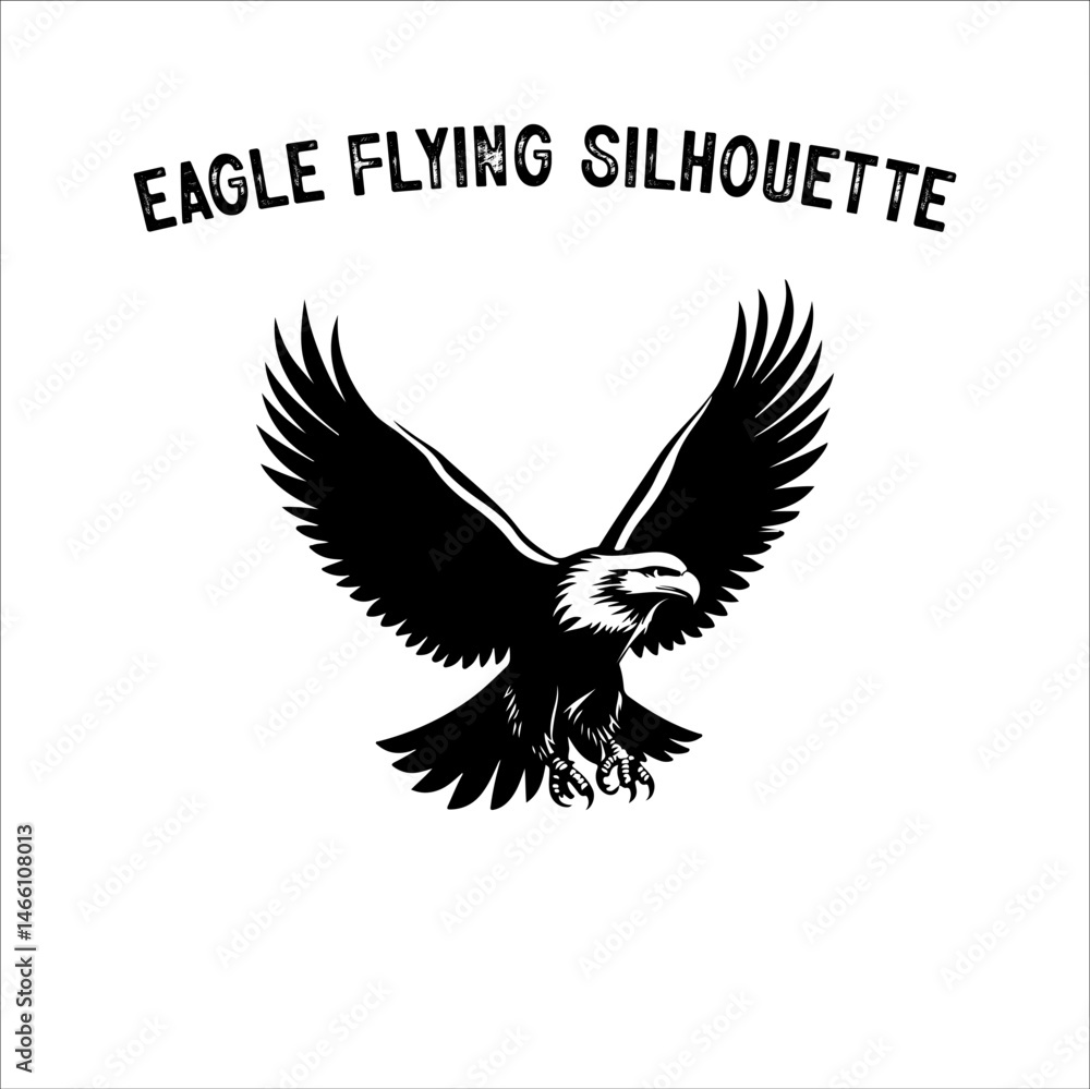 Fototapeta premium Flying Eagle Silhouette Vector on White Background.