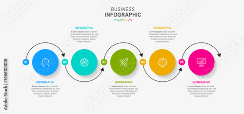 Infographic design with icons and 5 options or steps. Infographics for business concept. Can be used for presentations banner, workflow layout, process diagram, flow chart, info graph