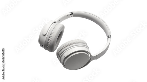 Modern White Wireless Headphones on Plain Background