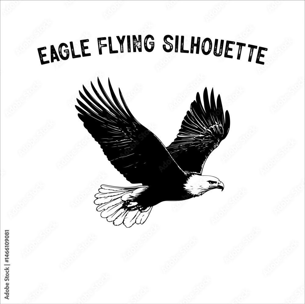Naklejka premium Flying Eagle Silhouette Vector on White Background.