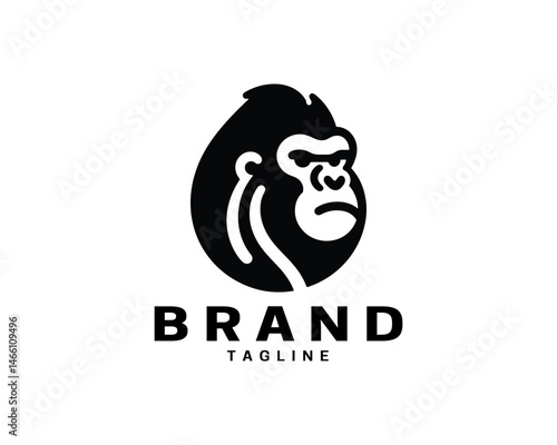Gorilla head logo vector in clean monochrome style