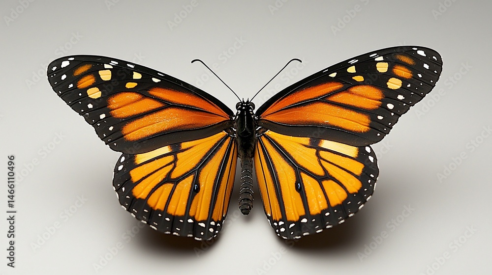 Fototapeta premium Monarch butterfly, vibrant orange wings with black markings