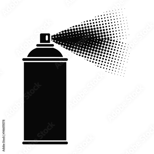 Black Silhouette of Aerosol Spray Can with Spray Pattern