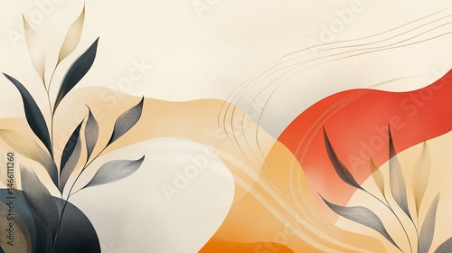 Abstract floral landscape with muted colors