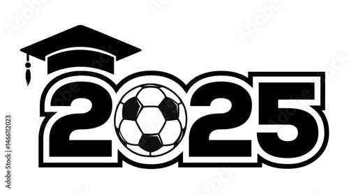 2025 Soccer Graduation Cap Design Illustration