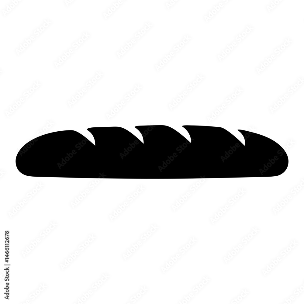 bread loaf vector silhouette icon, black and white illustration of food. bread loaf vector silhouette icon, black and white illustration of food.