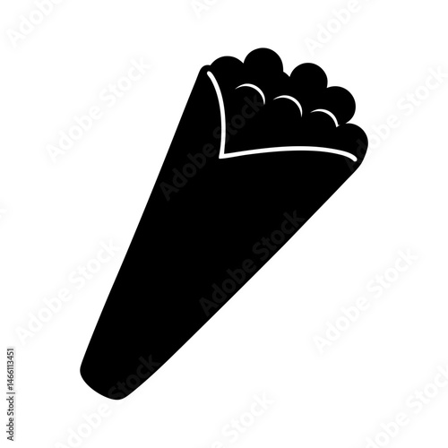 falafel wrap vector silhouette icon, black and white illustration of food.