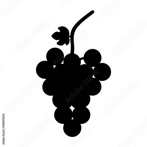 grapes vector silhouette icon, black and white illustration of food.