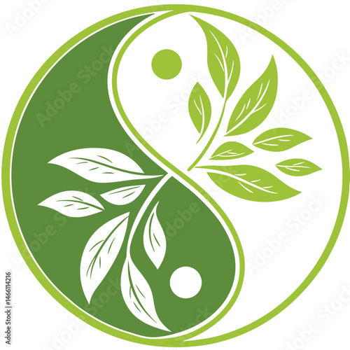 Yin Yang Symbol with Leaves