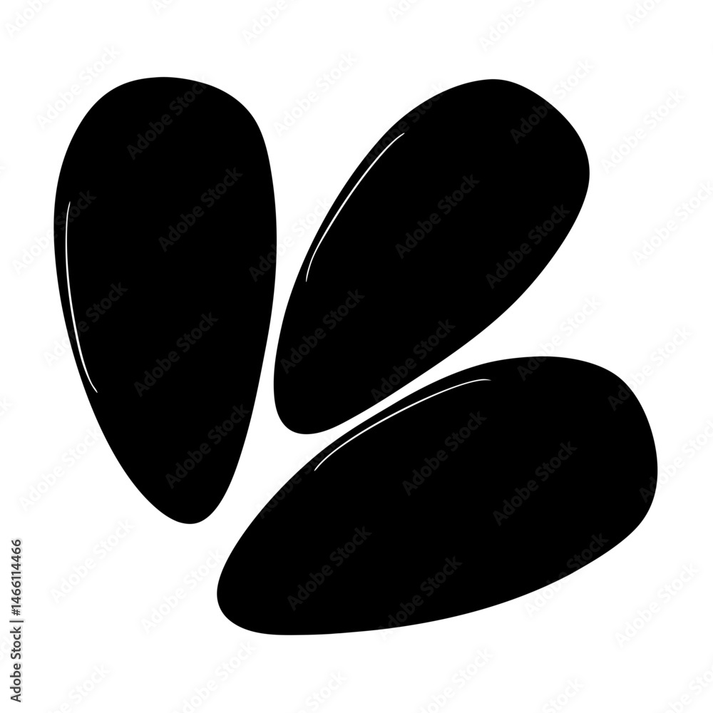 Fototapeta premium mussels vector silhouette icon, black and white illustration of food.
