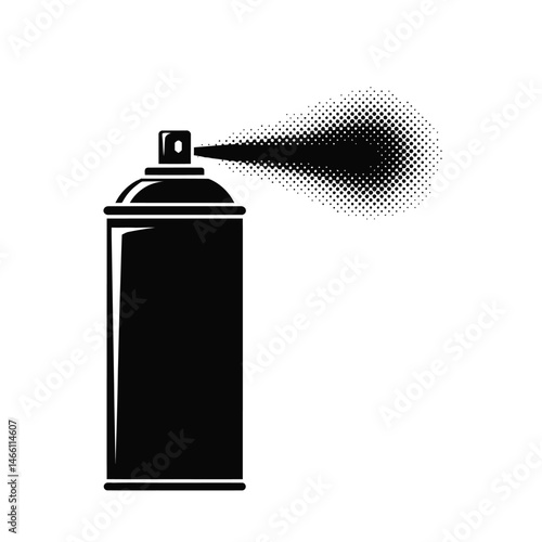 Black and White Spray Paint Can Icon with Spray