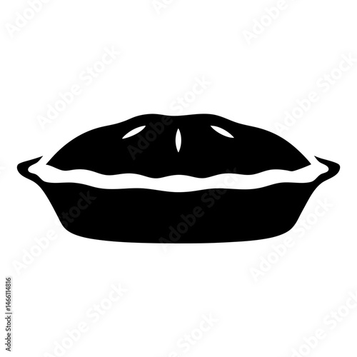 pie apple or pumpkin vector silhouette icon, black and white illustration of food.