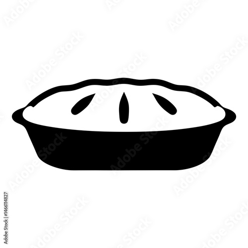 pie apple or pumpkin vector silhouette icon, black and white illustration of food.