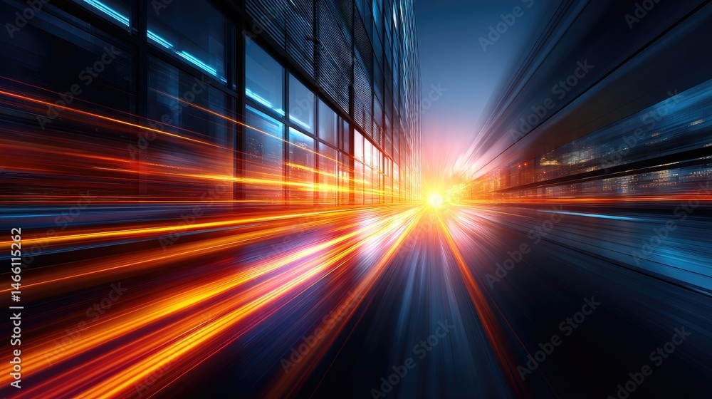 Abstract urban cityscape with motion blur.
