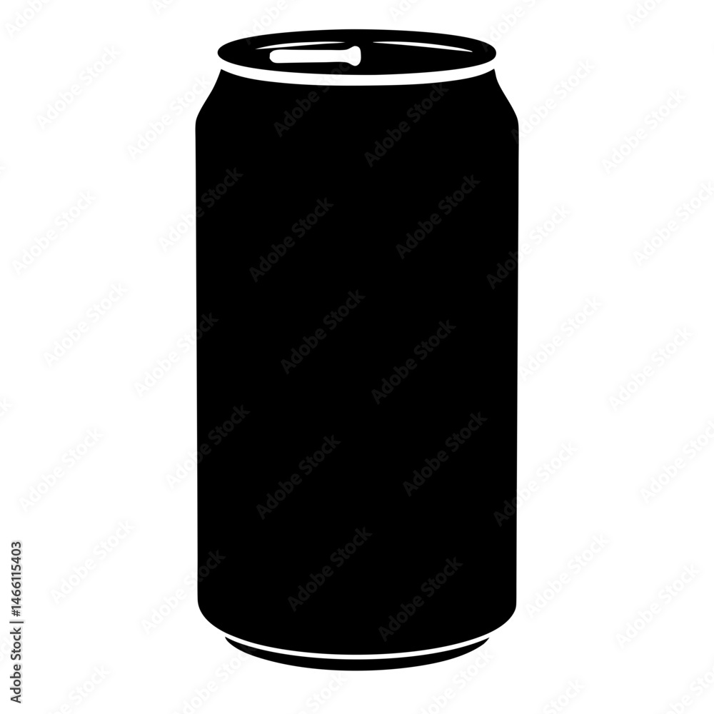 soda can vector silhouette icon, black and white illustration of food. soda can vector silhouette icon, black and white illustration of food.